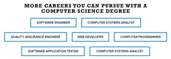 More careers you can pursue with a Computer Science degree. Software engineer, computer systems analyst, etc.