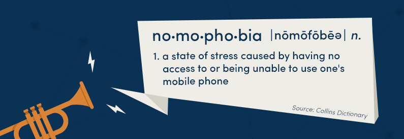 Nomophobia: a state of stress caused by having no access to or being unable to use one's mobile phone